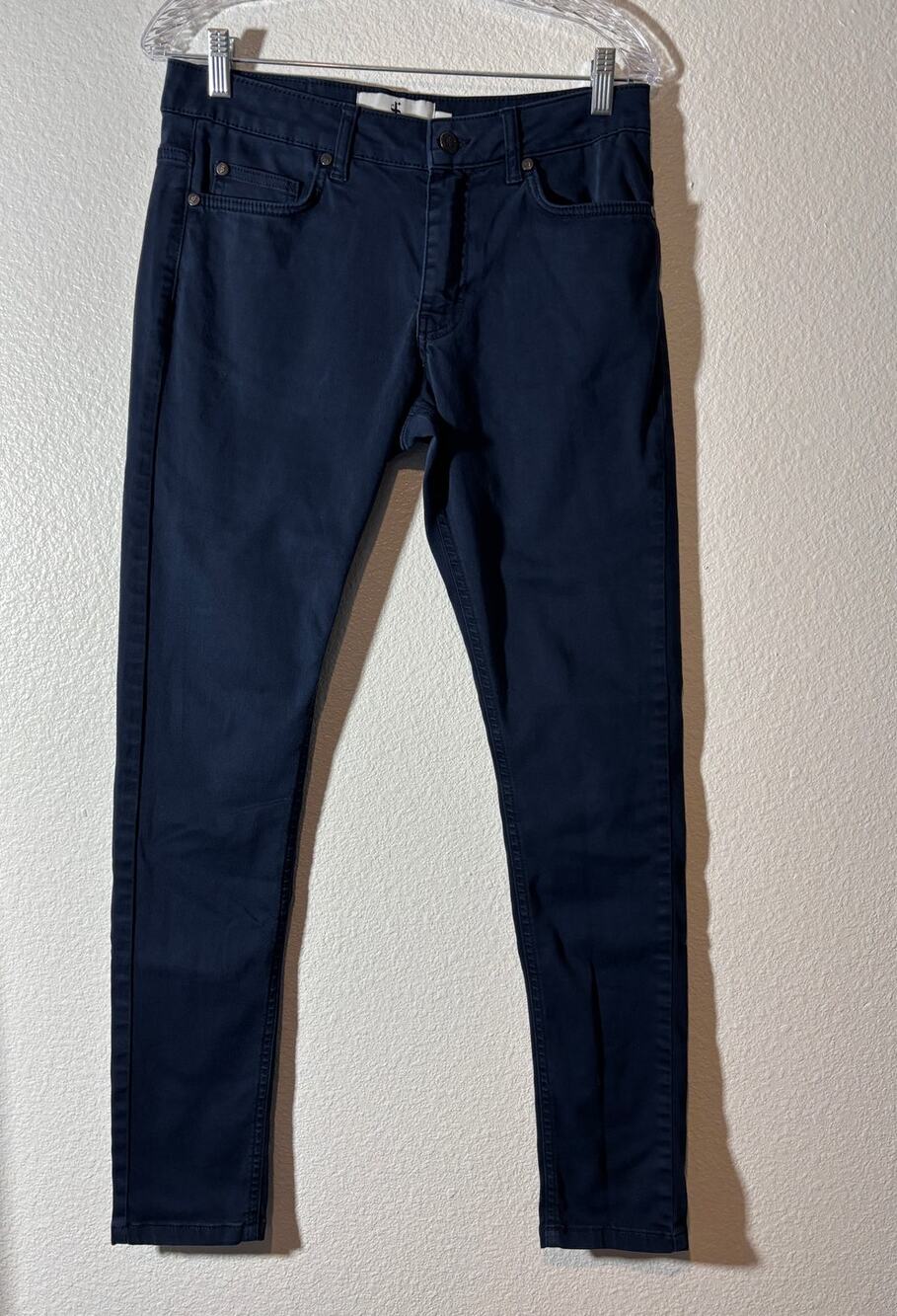 Father Sons Men's Size 32x32 Navy Blue Slim Sateen Trousers Flat Front Pants